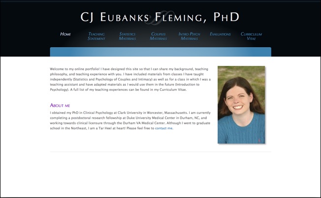 website screenshot for a professional cv