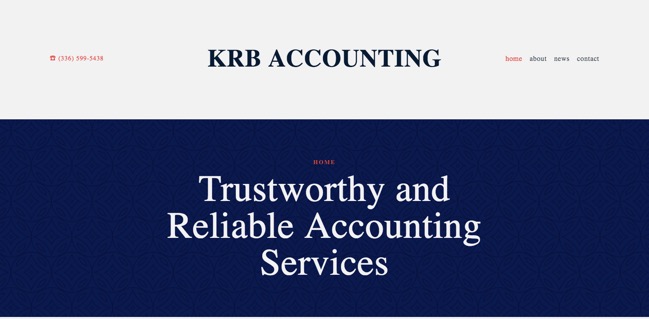 KRB Accounting website screenshot