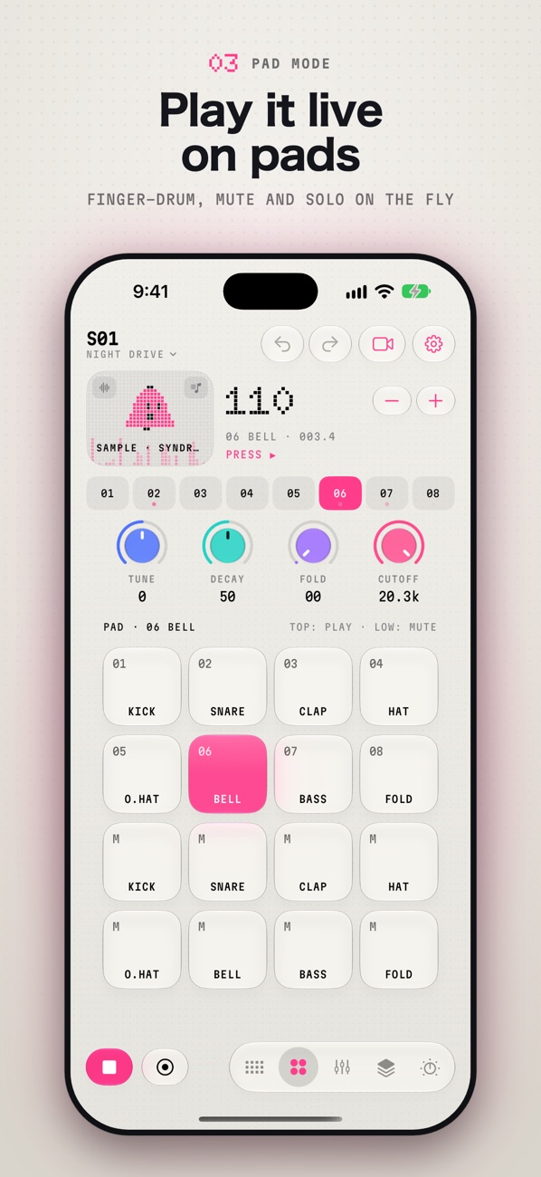 DuoBeat pad mode for finger-drumming live