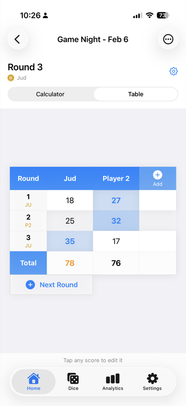 RoundsKeeper calculator mode