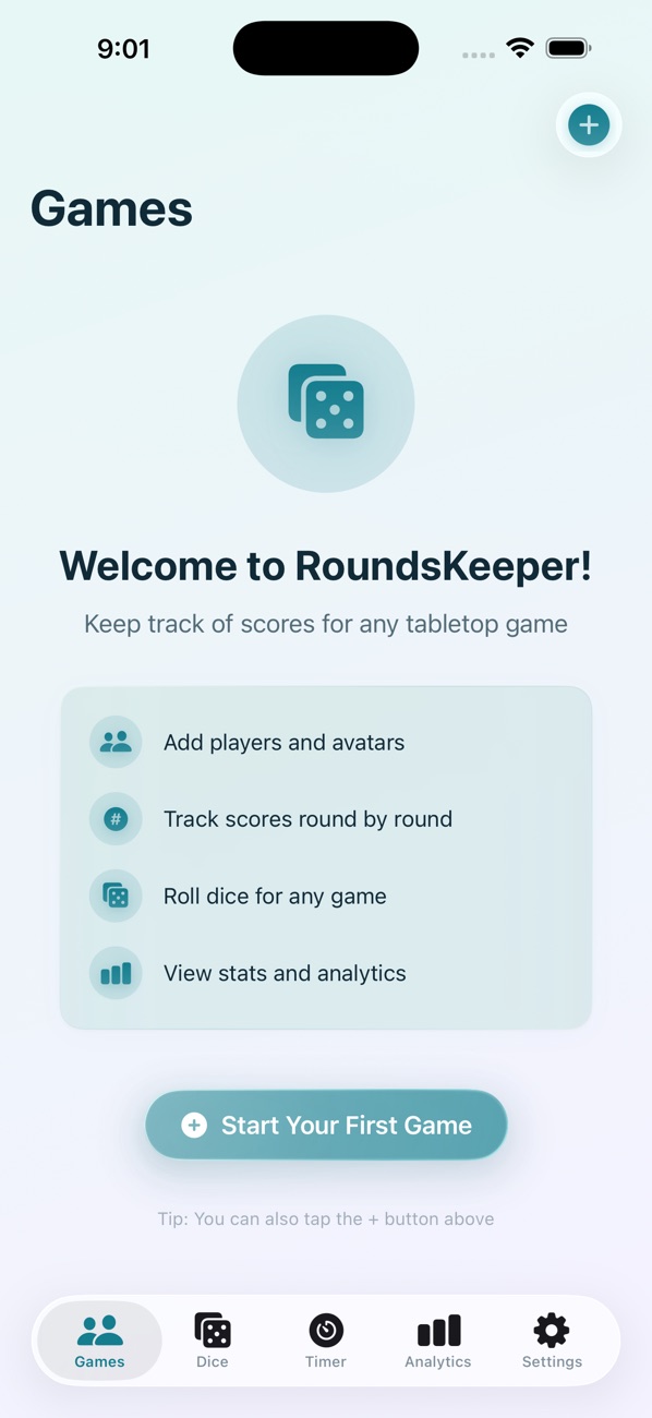 RoundsKeeper welcome screen